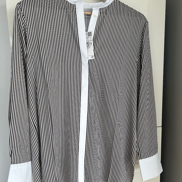 NWT Mango Strip Contrast Blouse - Picture 1 of 5